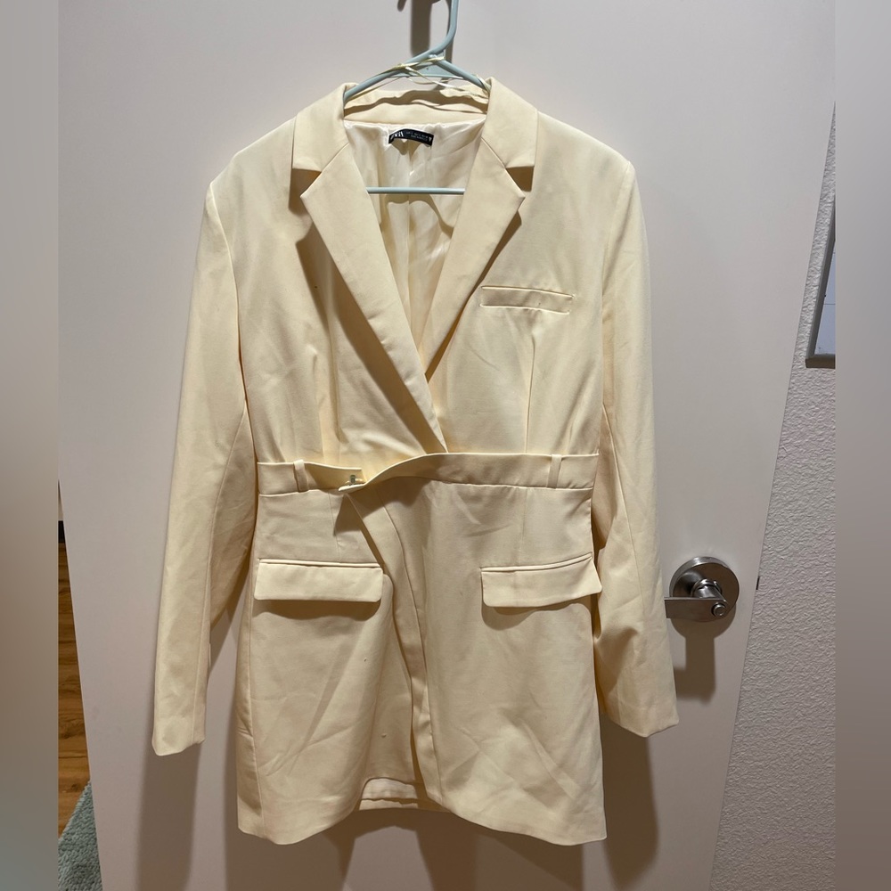 Pale yellow blazer dress